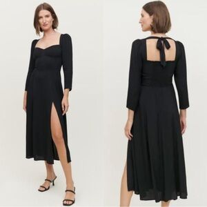 NEW Reformation Mara Slit long Sleeve Dress Black Size 6